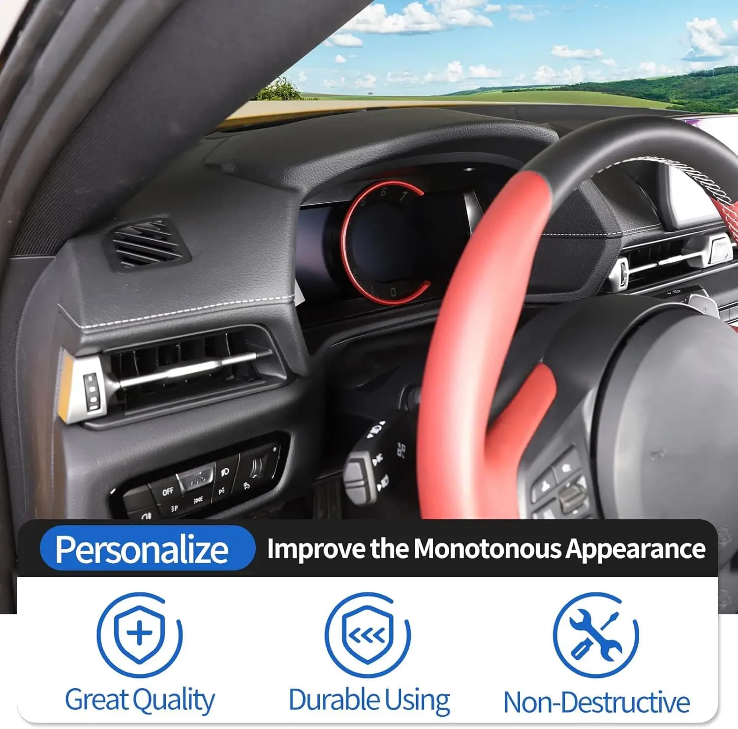 Red Aluminum Alloy Dashboard Tachometer Decorative Ring 1 PCS For Toyota Supra A90 MK5 2019-2025 Interior Trim Car Accessories