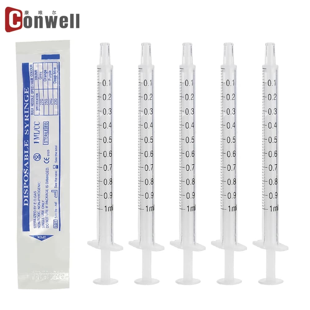 100 Pack 1ml Corrosion-Resistant Plastic Syringe Without Rubber Stopper  Disposable 2 Parts Syringes