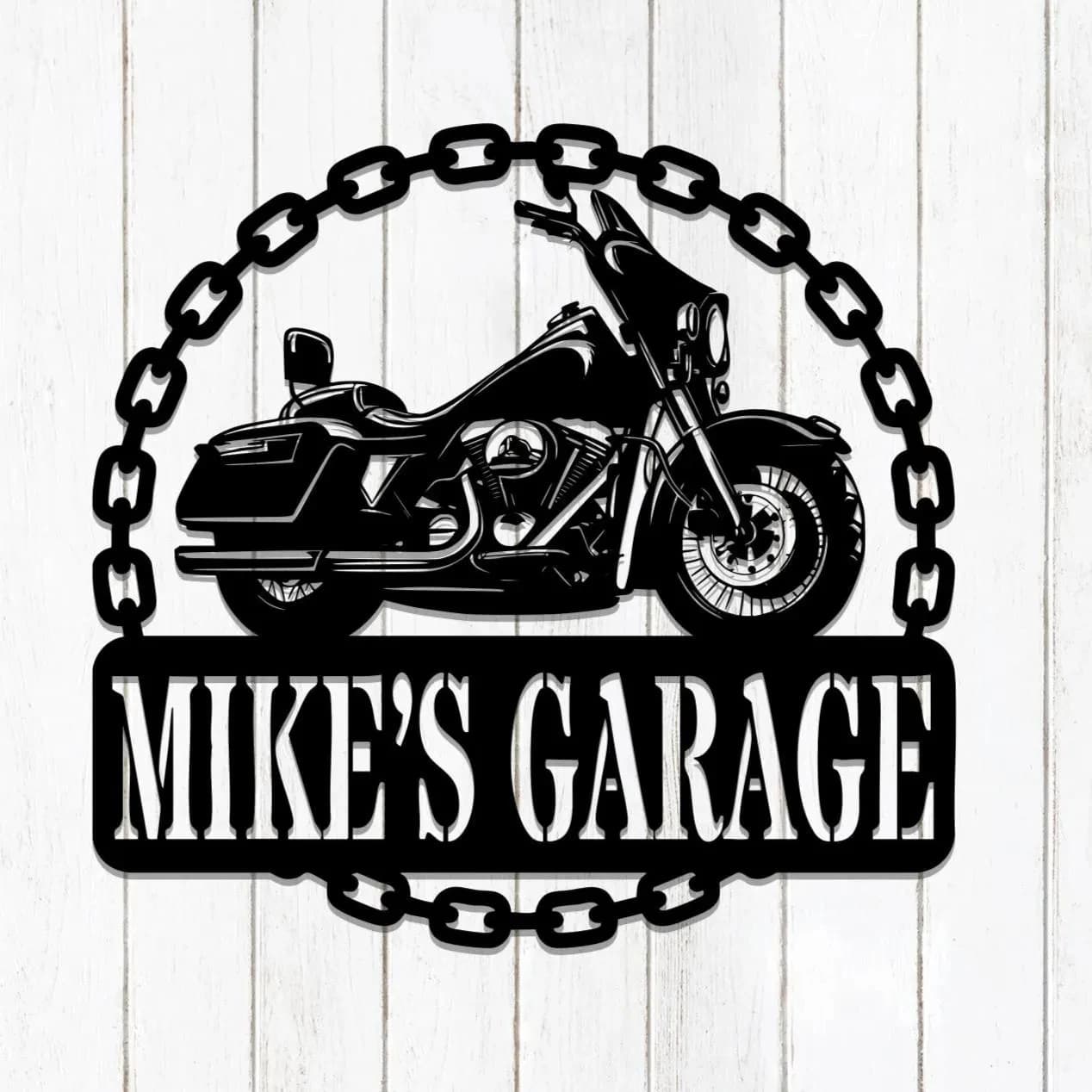 Custom Personalized Motorcycle Garage Metal Wall Art, Biker Gift
