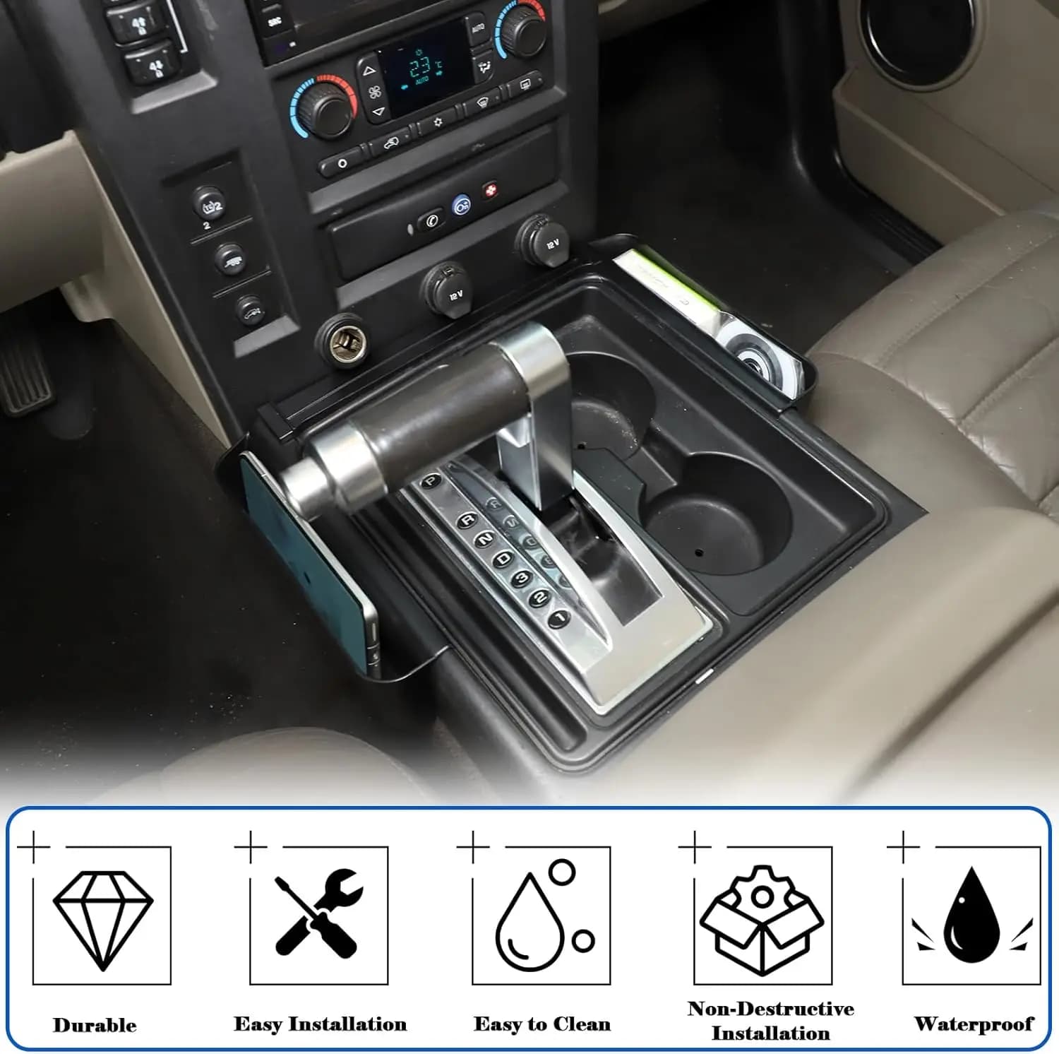 ABS Armrest Box Hiden Privacy Storage Box For Hummer H2 2003-2007 Center Control Storage Box Phone Tidy Tray Container