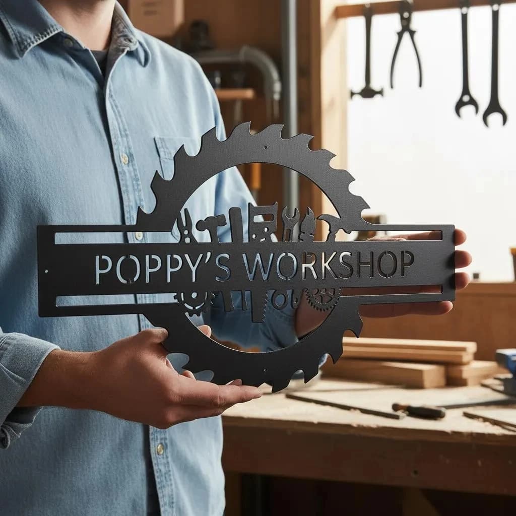 Custom Garage Name Sign,Workshop Metal Sign,Tool Workshop Metal Art,Mechanic Metal Gift Sign,Rustic Workshop Sign