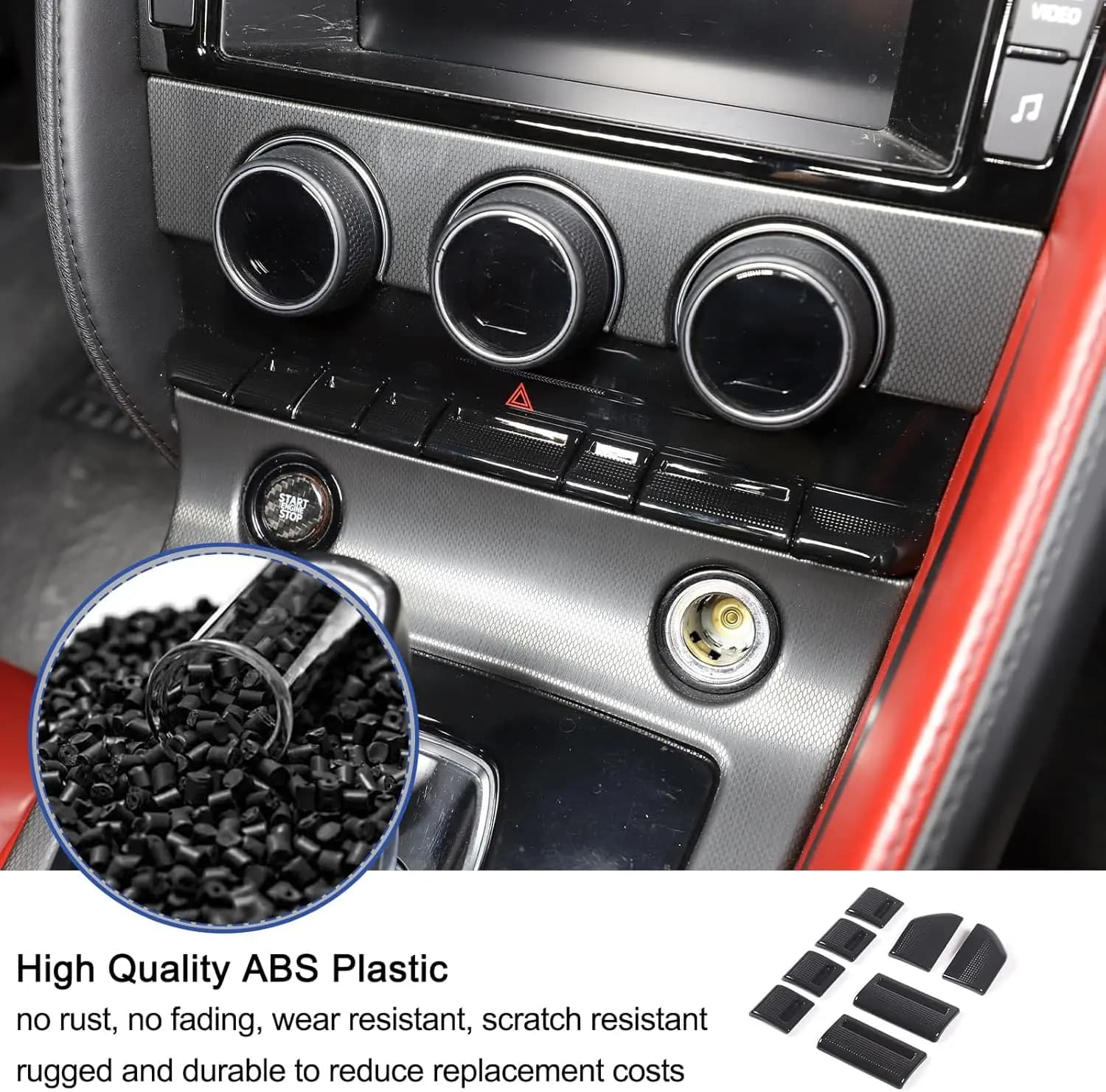 For 2013-2024 Jaguar F-TYPE ABS Black Central Control Assembly Button Switch Cover Car Interior Accessories