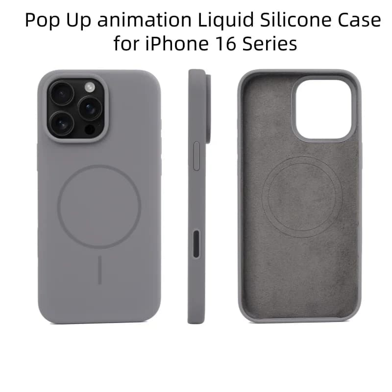 Camera Shutter Button Liquid Silicone Case For iPhone 16 Pro Max Plus Magnetic Cover Pop Animation For Magsafe Wireless Charger