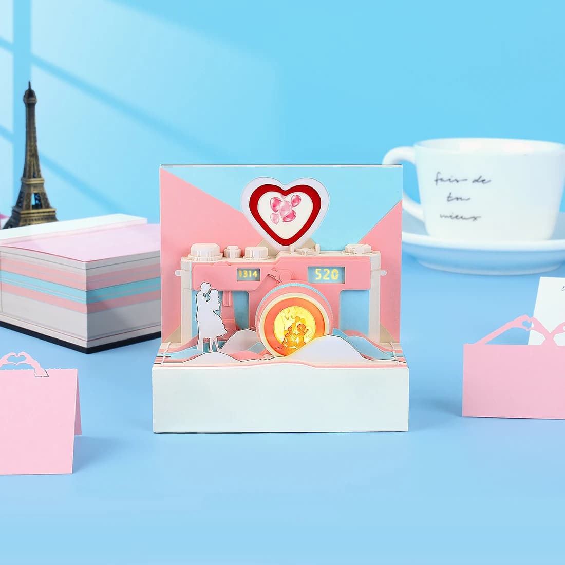 Omoshiroi Block 3D Memo Pads Mini Notes Paper Love Camera 3D Paper Carved Sticky Notes Model Miniature Items Accessories Gift
