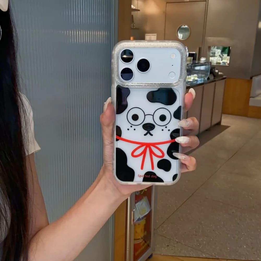 Korean INS Cute Spotted Puppy Pattern Phone Case for iPhone 17 Pro 14 15 16 17 Pro Max 15 Pro Cartoon Shockproof Protective Case