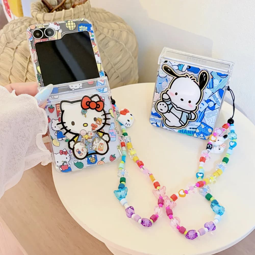 New Cute Cartoon Cat Kawaii Puppy Phone Case for Samsung Galaxy Z Flip8 Z Flip7 Z Flip6 Z Flip5, Fashion Cartoon Anti-fall Cover