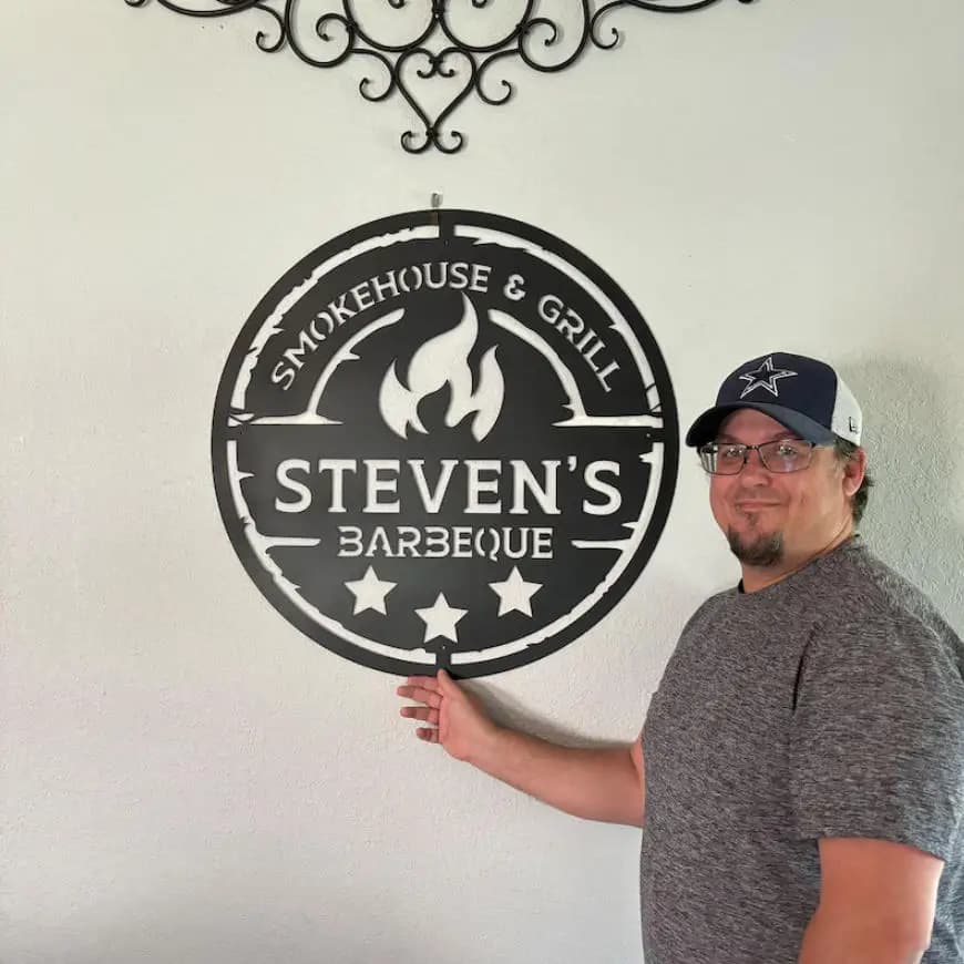 Personalized Metal Barbecue Wall Sign, Custom Grill Sign, Barbecue Sign for Outdoor, Large BBQ Sign, Barbecue Wall Art Decor