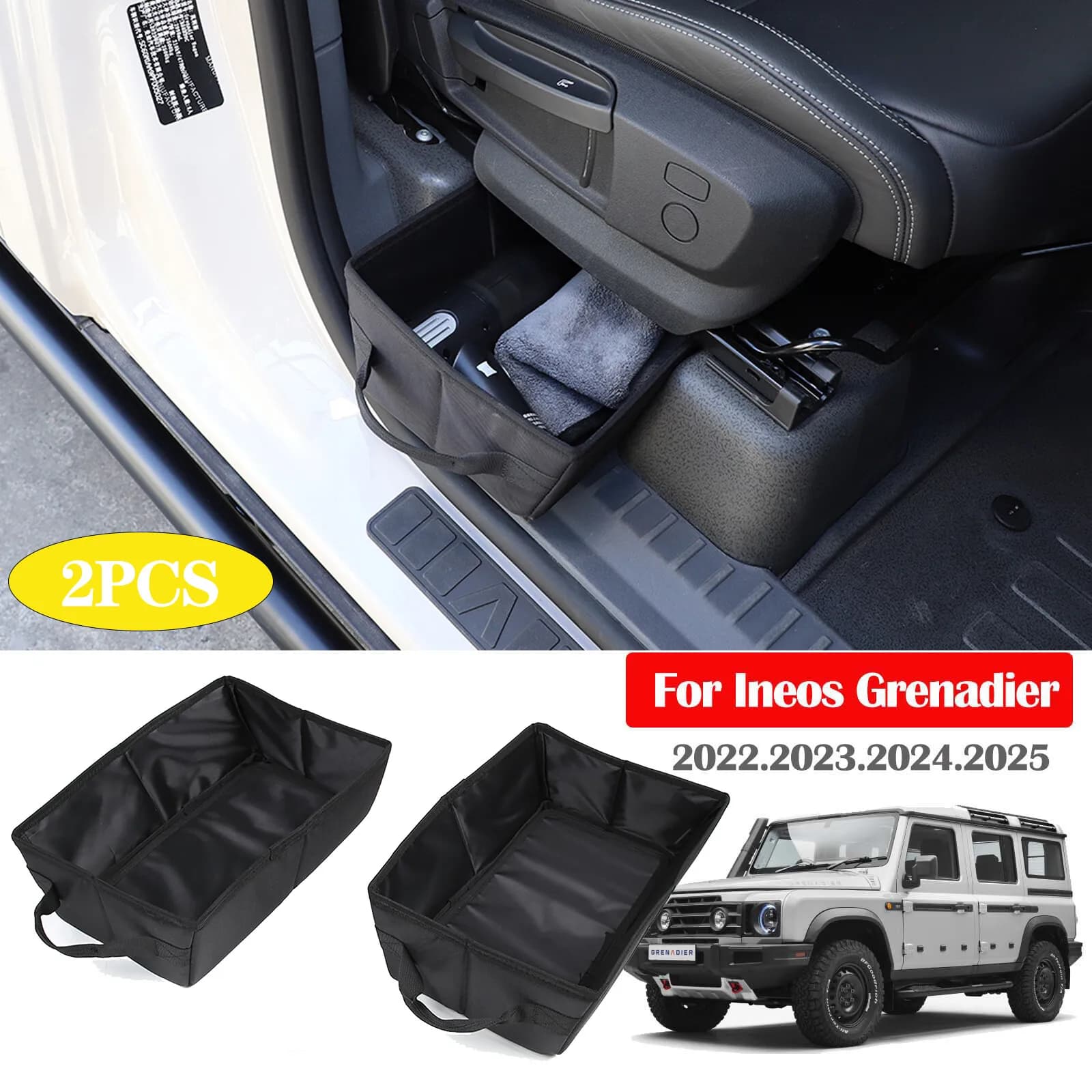 Multipurpose Car Seat Under Storage Box Tray For INEOS Grenadier 2020-2025 Car Garbage Bin High Capacity Organizer Drawer Holder