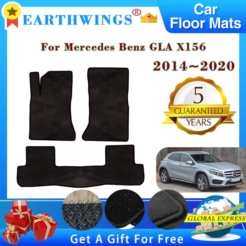 Car Floor Mats For Mercedes Benz GLA X156 200 220 2014~2020 Rugs Panel Footpads Carpet Cover Cape Foot Pads Sticker Accessories