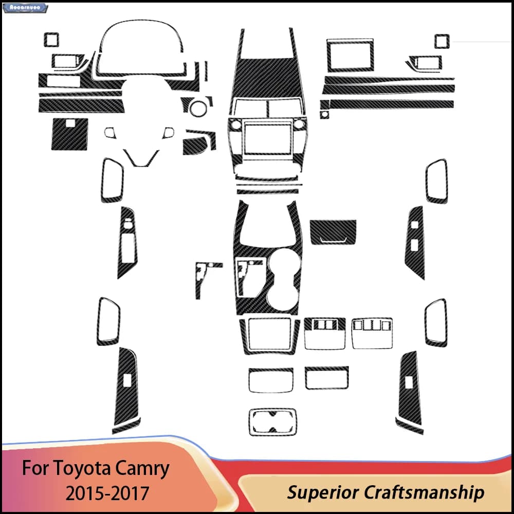 For Toyota Camry 2015-2017 Carbon Fiber Car Stickers Car Interior Decorative Accessories