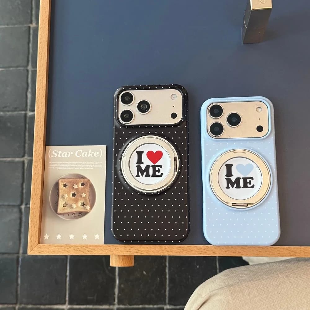 Korean INS Dot Printing Phone Case With Magnetic Stand for iPhone 17 Pro 16 Max 15 16 17 Pro Max 15 16 Pro Shockproof Girly Case