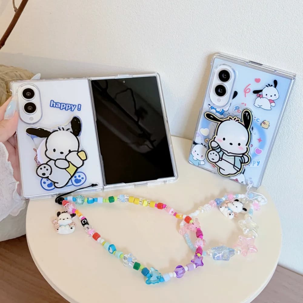 Korean Ins Cute Cartoon Puppy Phone Case for Samsung Galaxy Z Fold 8 Z Fold 8 Ultra Z Fold 6 Cover with Charm Cute Anti Drop Set