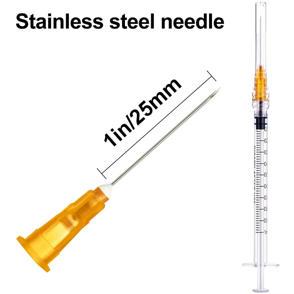 Good Price 100pcs/bag 1ml 25G 25MM Disposable Plastic Sterile Veterinary Syringe with Needles For Pet Farm Animal