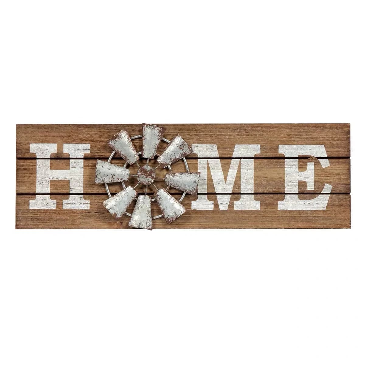 Rustic HOME Wall Decor Sign Handmade Wood and Metal Windmill Plaque Farmhouse Hanging Art for Living Room Kitchen Entryway Decor