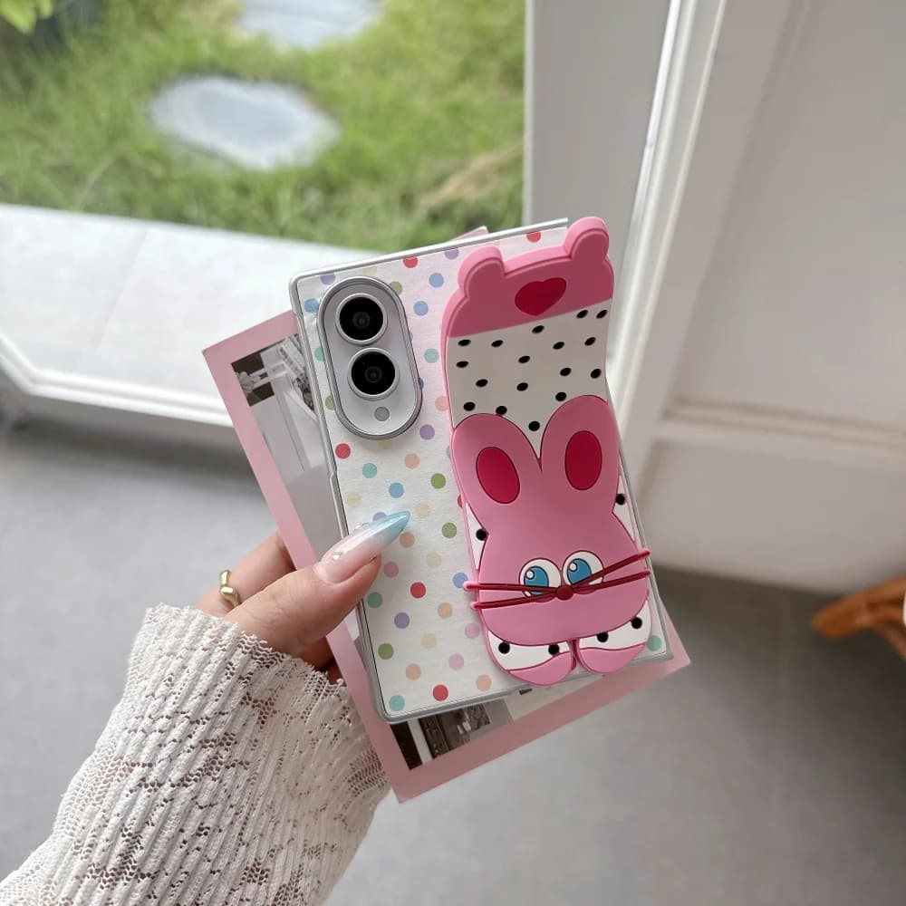 New Cute 3D Cartoon Animal Lying Stand Phone Case For Samsung Galaxy Z Fold 8 Ultra Z Fold 8 Z Fold7 Cover Kawaii Anti‑Fall Case