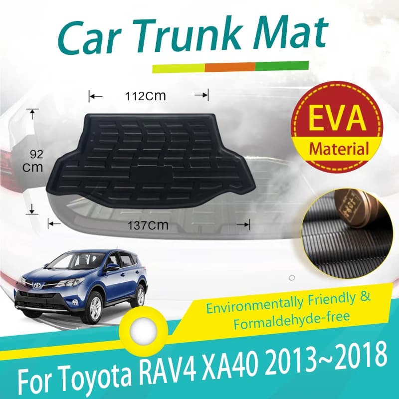 Car Trunk Mats For Toyota RAV4 RAV 4 XA40 2013 2014 2015 2016 2017 2018 Waterproof Pad Boot Carpet Suitcase Rug Auto Accessories