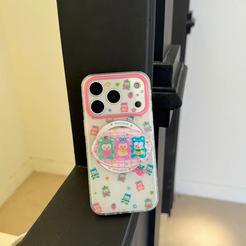 Cute Candy Bear Magnetic Phone Case for iPhone 17 Pro 16 15 17 15 Pro 16 Pro Max Cover With Magsafe Stand Charm Shockproof cover