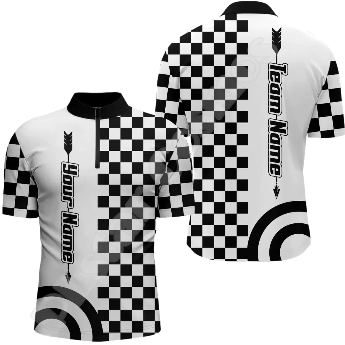 NewFashion Custom Name Archery Archer Shooter Tattoo Retro 3DPrint Harajuku Summer Streetwear Short Sleeves Zipper Polo Shirts L