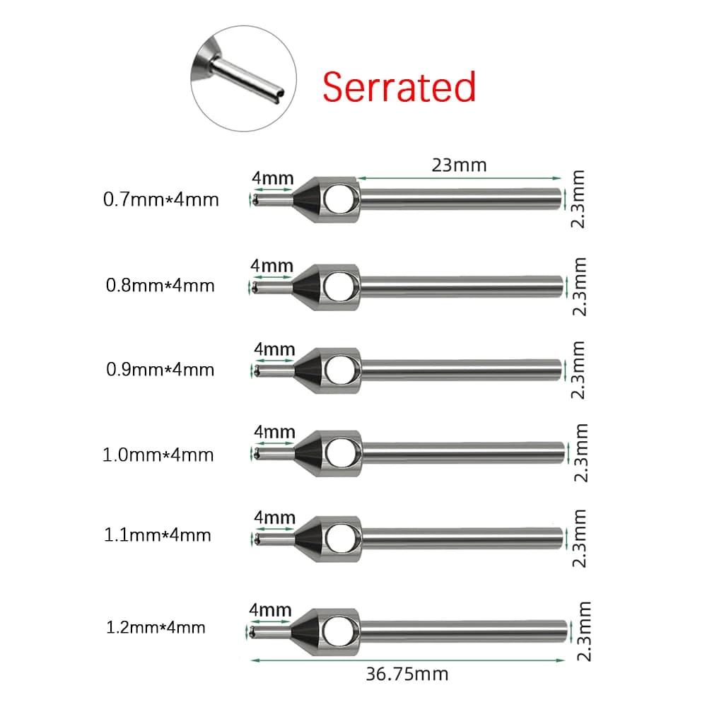High Precision 0.7-1.2mm Stainless Steel Surgical Instruments Serrated FUE Long Hair Transplant Punch for Hair Transplant