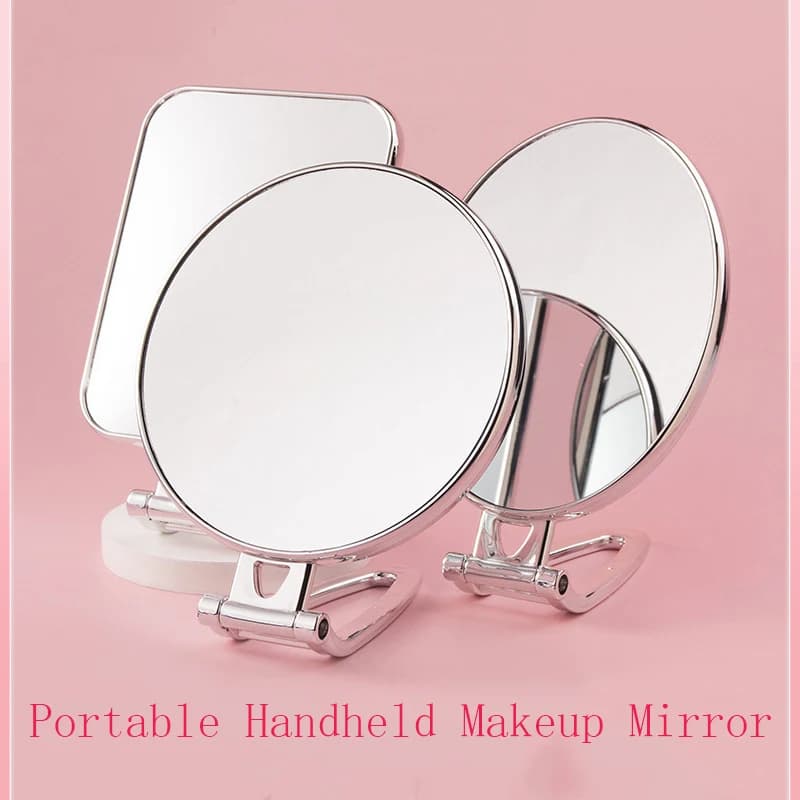Portable Handheld Mirror Electroplated Tabletop Mirror Handheld Makeup Mirror High-Definition Large Mirror Fits in Handbag