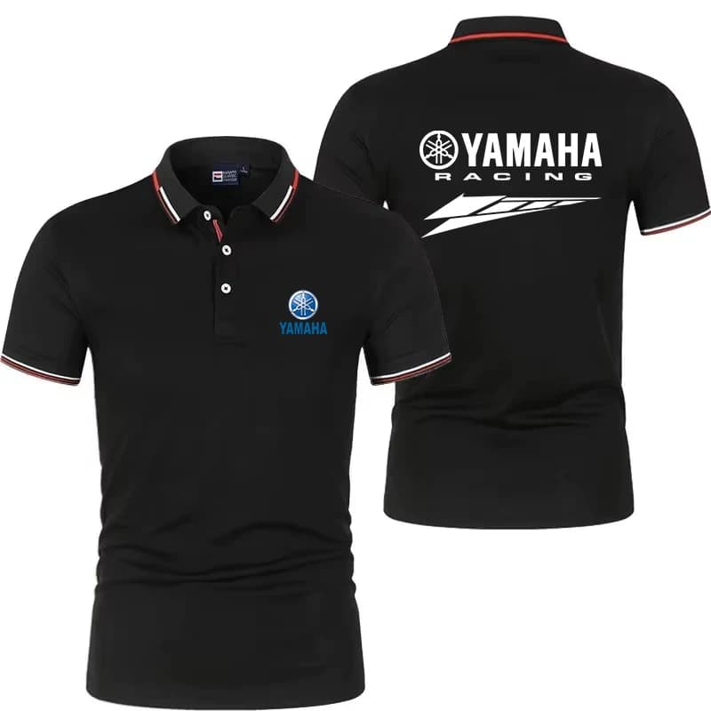 Yamaha Racing Men's High Collar Polo Shirt Summer Breathable Quick Dry Comfortable Motorcycle Riding Suitable Clothing