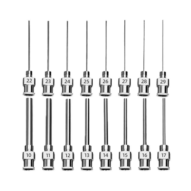 12pcs 1 Inch 304 Stainless Steel Blunt Tip Glue Dispensing Needles 8-30G All Metal Needle for Adhesive Application