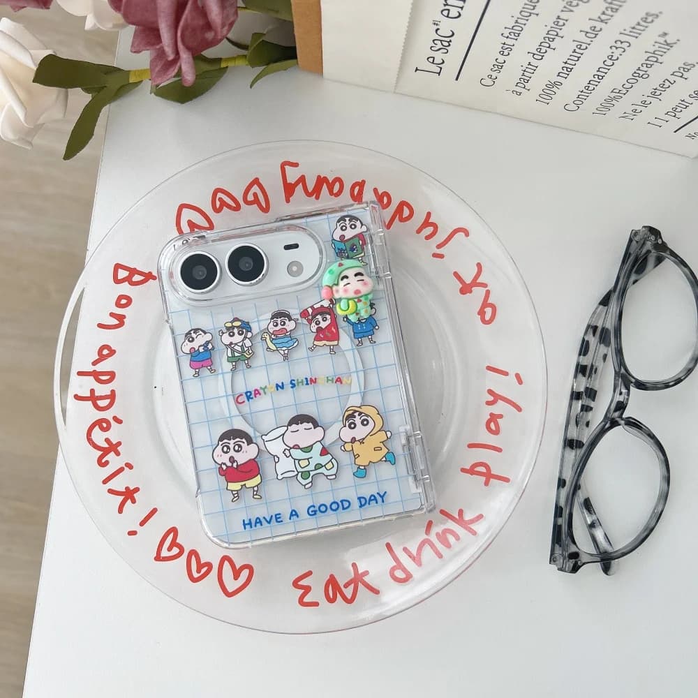 New Fashion Cute 3D Cartoon Character Magnetic Phone Case for iPhone Duo Cover with MagSafe Stand Ins Anti‑Fall Protective Cases