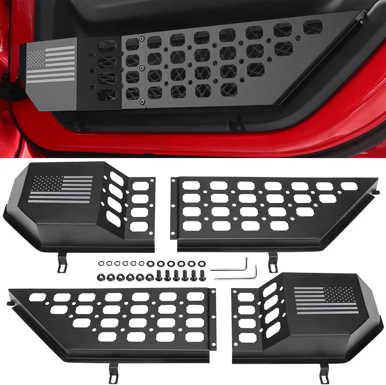 Metal Front Door Storage Box Pockets for 2018-2024 Jeep Wrangler JL JLU 2/4 Door 4XE & Jeep Gladiator JT Interior Accessories