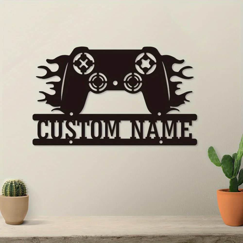 Custom Personalized Video Game Controller Metal Logo, Decorative Logo Wall Art, Player Name Logo Game Room Metal Wall Art
