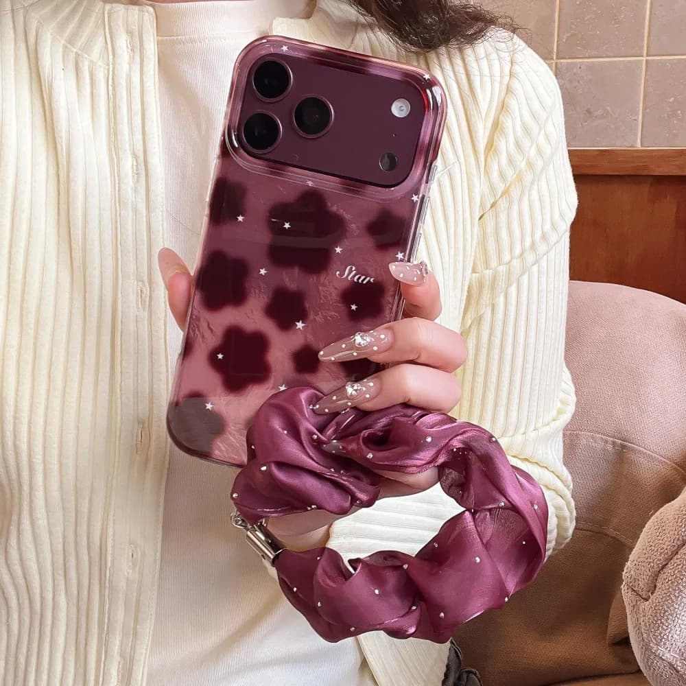 New Korean Ins IMD Laser Star Phone Case for iPhone 18 Pro 17 Max 15 16 17 18 Pro Max, Fashion Retro Shockproof Protective Cover