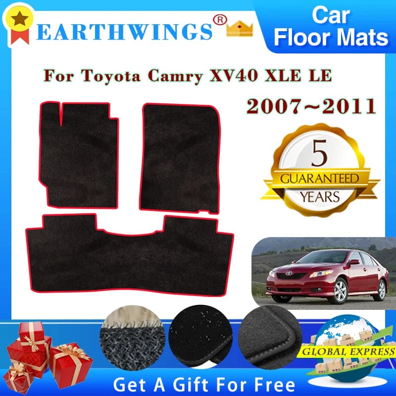 Car Floor Mats Fit For Toyota Camry XV40 XLE LE 2007~2011 Rugs Panel Protective Pad Premium Custom Foot Pads Carpets Accessories