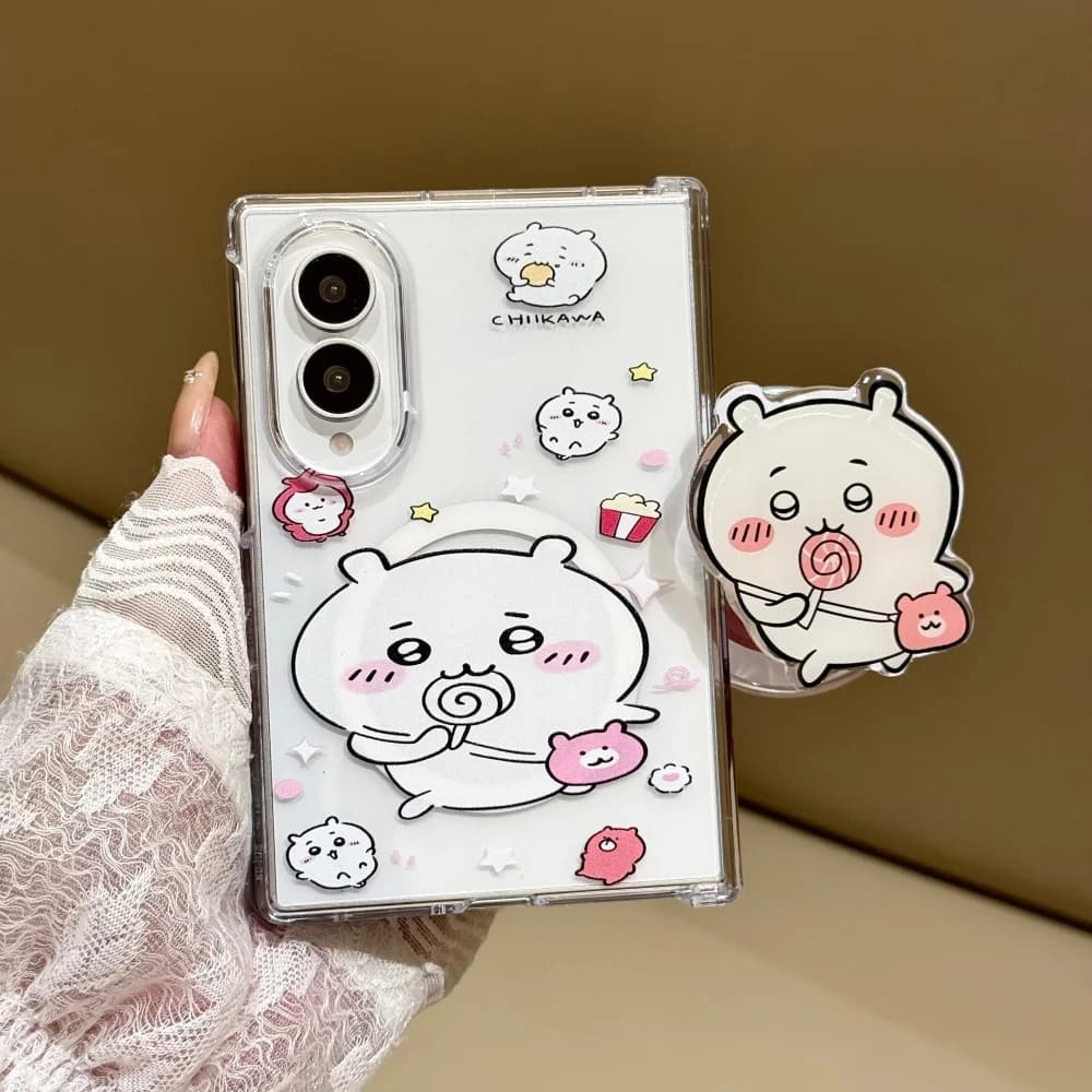 New Cute Cartoon Character Magnetic Phone Case For Samsung Galaxy Z Fold 8 Z Fold 8 Ultra Cover With Magsafe Holder Kawaii Cases
