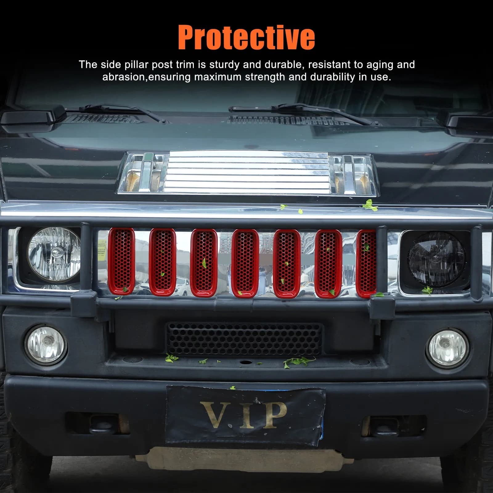 7PCS ABS Car Front Grille Insect Bug Screen Cover For Hummer H2 2003-2009 Center Grille Anti Dust Protection Trim Accessories