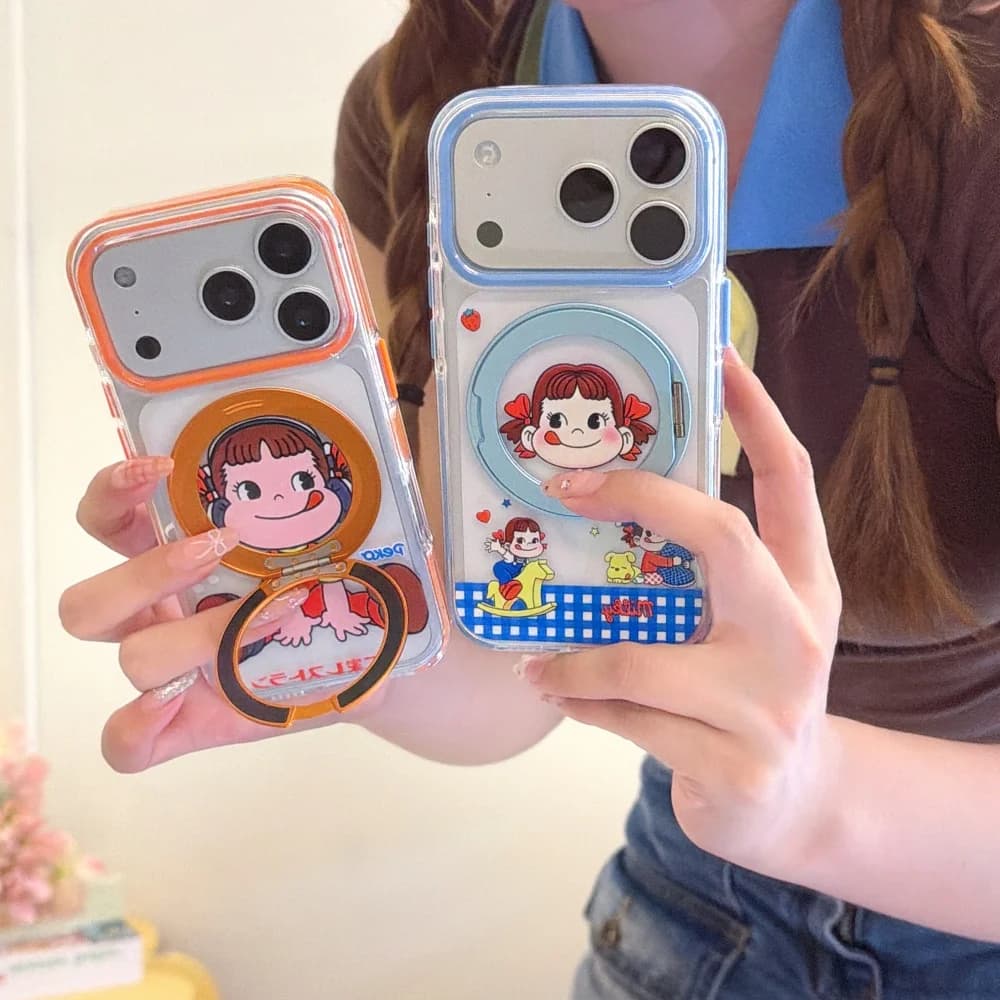 kawaii Candy Girl Magnetic Phone case for for iPhone 16 Pro Max 17 15 Pro 15 16 Pro 17 Pro Shockproof Cover With Magsafe Stand