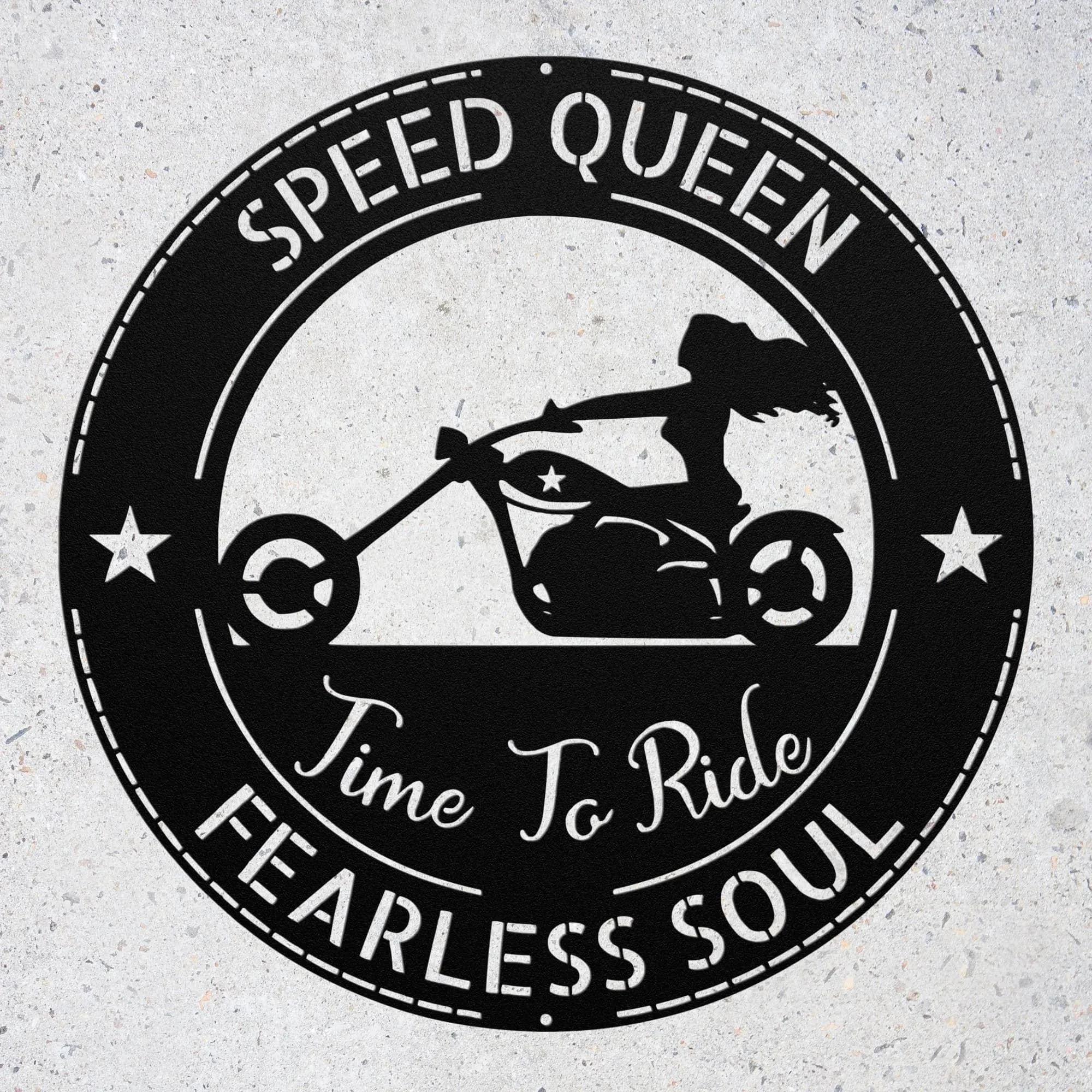 Personalized Lady Biker Metal Wall Sign: Custom Name Motorcycle Decor Gift