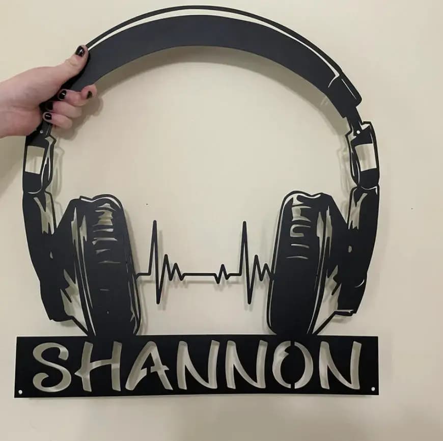 Custom Earphones Metal Wall Art, Personalized Headphones Decor,Music Lovers Gift,Sound Studio DJ Club Name Sign