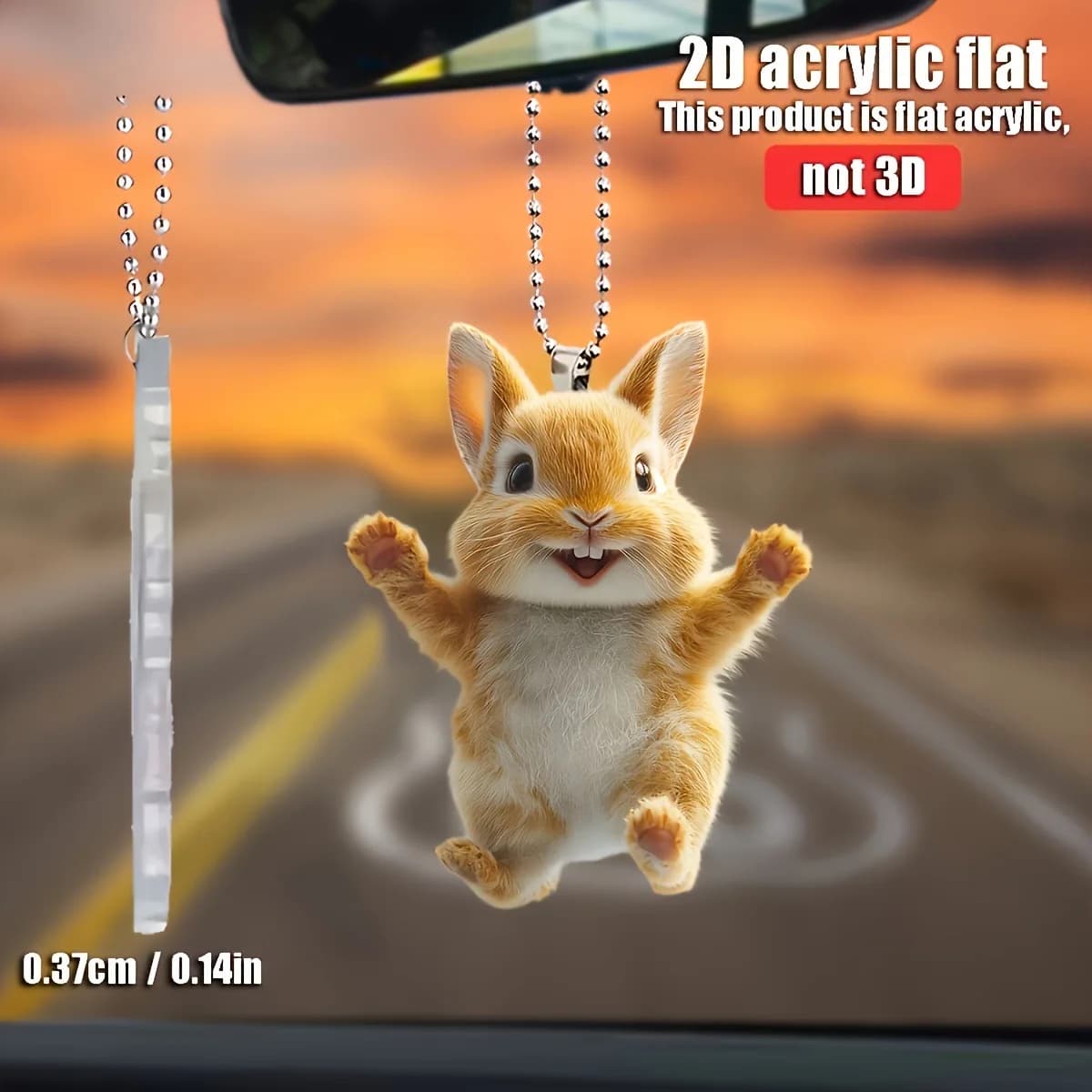 2D Funny Rabbit With Pendant Used for Car Hanging Decoration Fun Decoration Home Decoration Backpack Accessories keychains