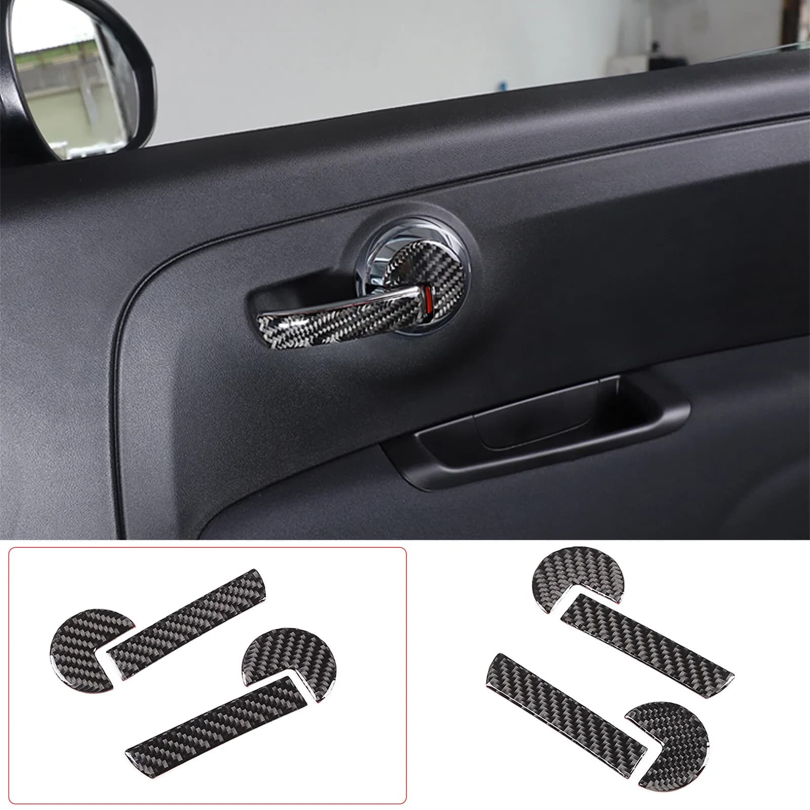 Soft Carbon Fiber Car Door Handle Panel Decorative Sticker Protection Car Interior Accessories For Fiat 500 2011-2020 2021 2022