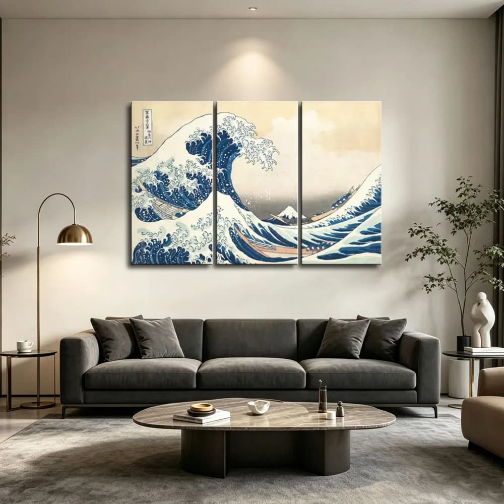 Japanese Style Canvas Painting 3 Piece The Great Wave off Kanagawa Canvas Art Print Painting The Great Wave Poster Drop Shipping