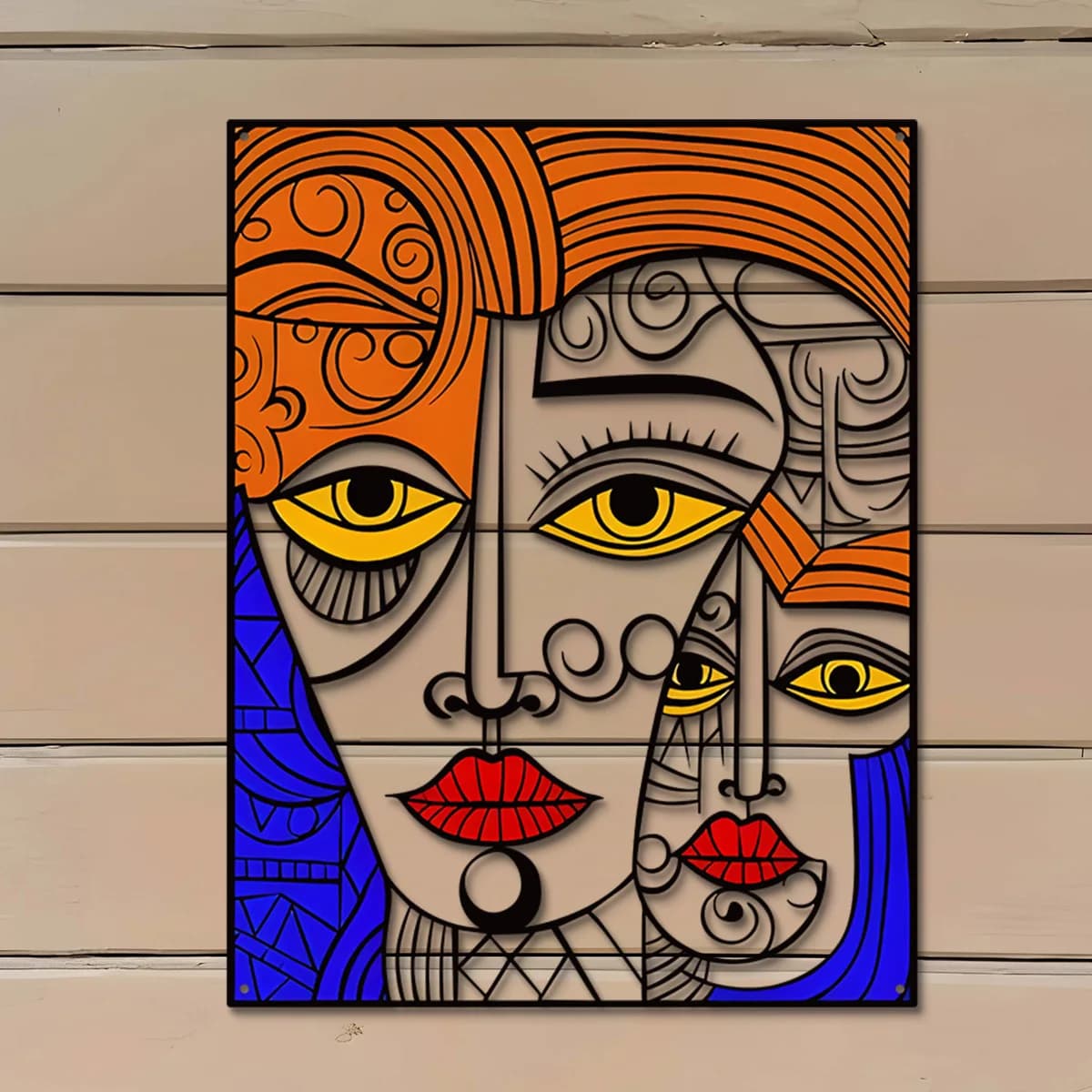 Abstract Face Wall Art - Modern Metal Wall Decor, Colorful Art Piece, Unique Home Gift, Boho Wall Art, Housewarming Gift