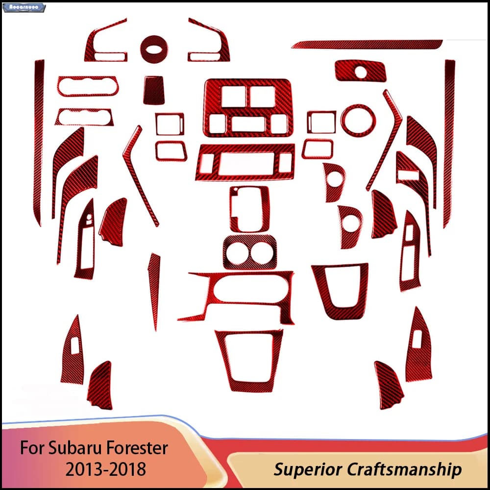 For Subaru Forester 2013-2018 Red Carbon Fiber Car Stickers Car Interior Decorative Accessories