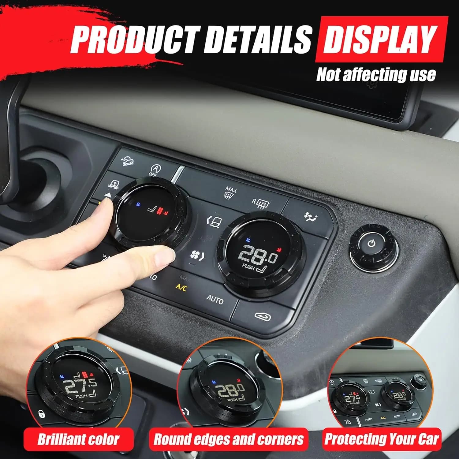 Aluminum Alloy,Car Interior Air Conditioning Knob &Volume Audio Circle Cover Trim,For Land Rover Defender 110 2020,Car Accessory