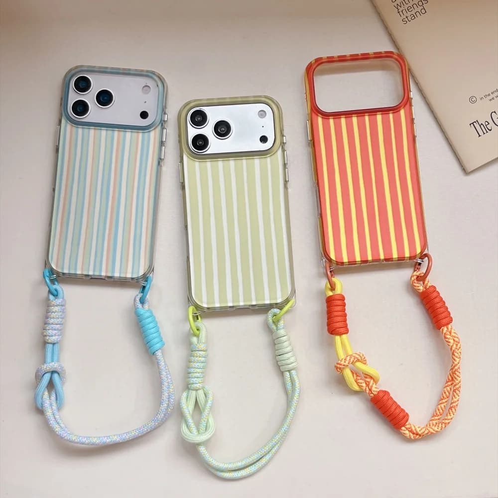 Korean Ins Simple Colorful Striped Fashion Phone Case For iPhone 18 Pro Max 18 17 Pro 17 16 15 Luxury Anti-Fall Protective Cover