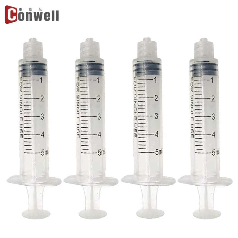 100Pcs 5ml/cc Plastic Disposable Luer Slip Syringe Sterilized Individually Packaged for Scientific Labs, Measuring, Watering