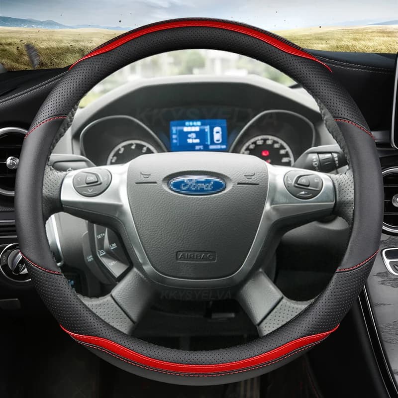 Car Steering Wheel Cover Carbon Fiber Leather For Ford Focus 3 2012-2014 C-MAX 2011-2014 KUGA Escape 2013-2016 Auto Accessories