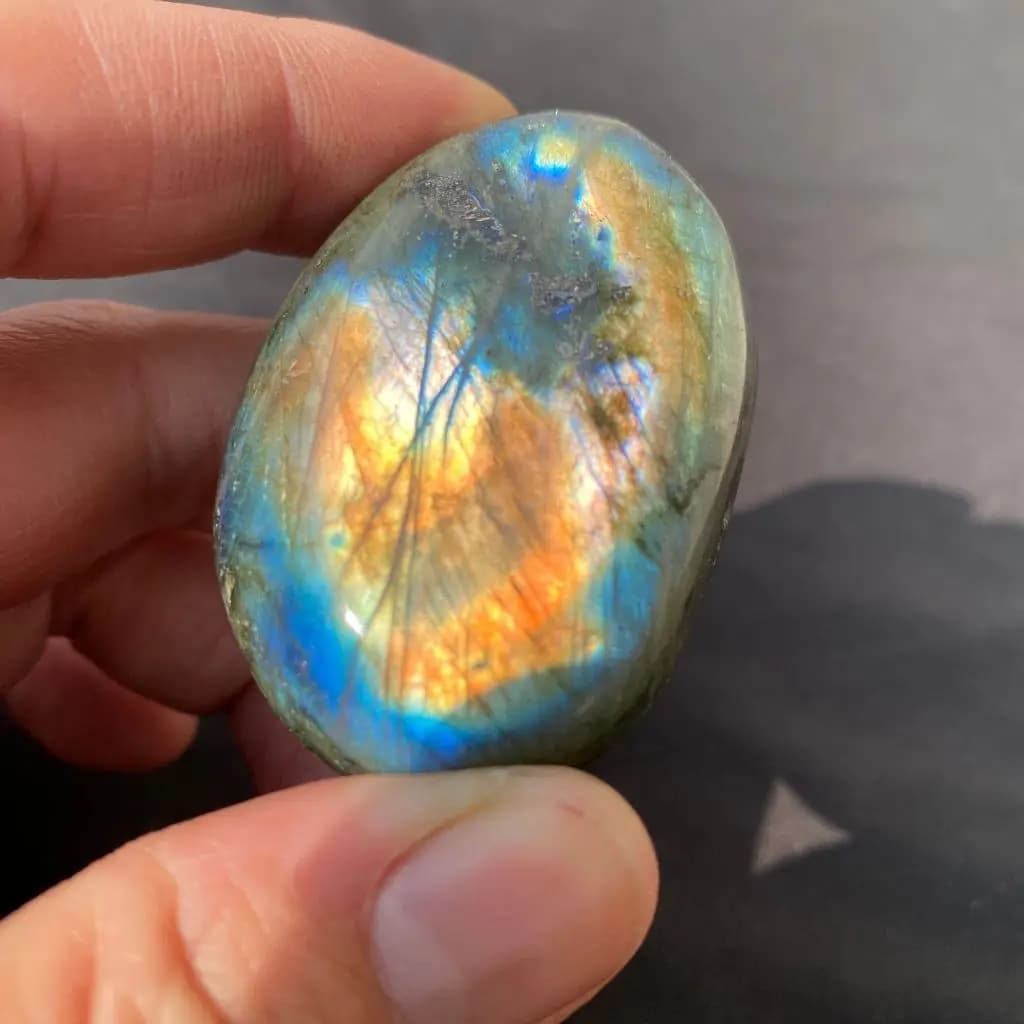 Natural Labradorite Palm Stone Healing Crystal for Meditation Energy Balancing and Stress Relief
