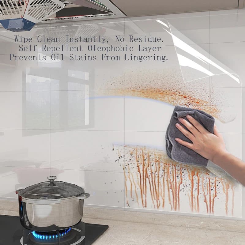 10M Static Cling Transparent Wall Sticker for Kitchen - Oil-proof Water-proof High-temperature Resistant Self-adhesive Wallpaper
