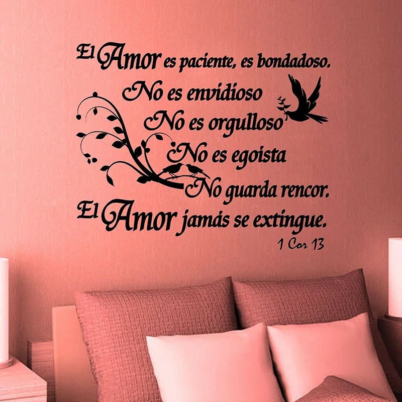 Spanish Bible Verse 1 Corintios 13 Wall Sticker Christian Biblia Religion Inspirational Bird Wall Decal Living Room Bedroom Viny