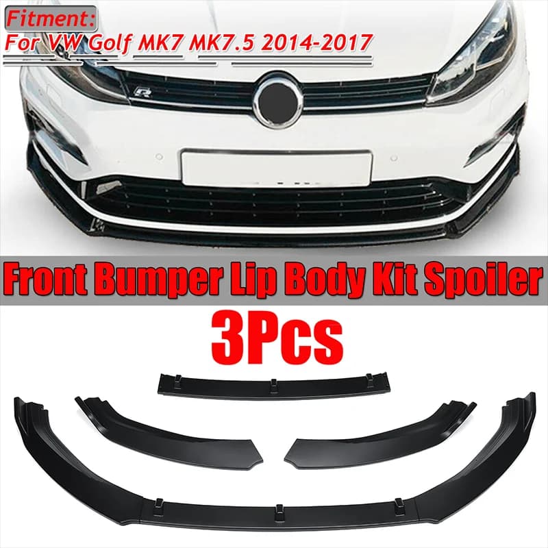 3PCS Car Front Bumper Splitter Lip Spoiler Diffuser Guard Body Kit For Volkswagen For VW For Golf MK7 MK7.5 2014 2015 2016 2017