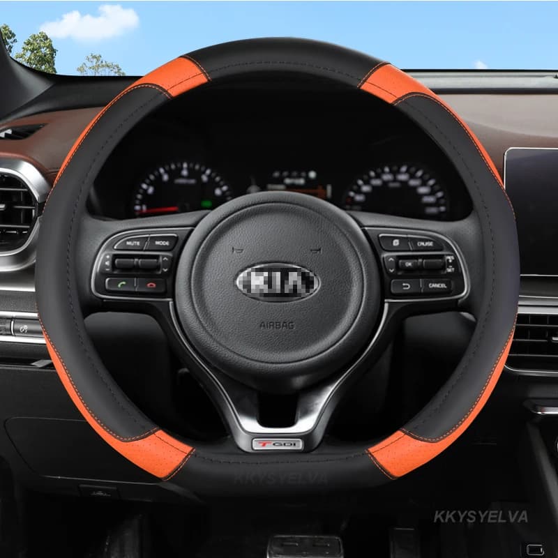PU Leather Car Steering Wheel Cover for Kia Picanto Sorento Forte Cerato Rio Soul K2 K3 Ceed Auto Accessories